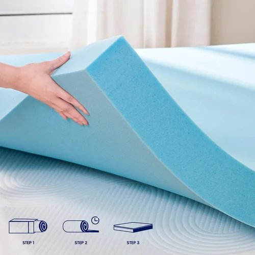 Vista 2 de Subrtex Cubrecolchón de espuma viscoelástica, cubrecolchón de espuma viscoelástica con infusión de gel de 3 pulgadas, cubrecolchón de espuma