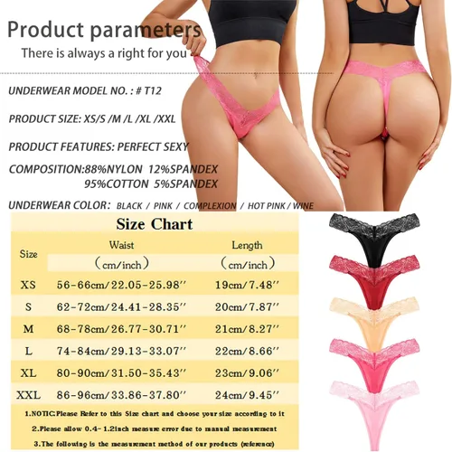 Vista 5 de Tangas sexy de encaje para mujer, traviesas para sexojuego, con espalda en T, cintura baja, cómodas, suaves, recortadas, lencería atrevida