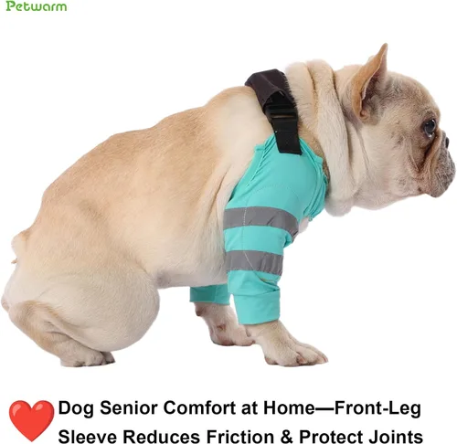 Vista 5 de PetWarm Manga de pierna delantera para perro, mangas ajustables para codo para perro con tiras reflectantes, manga de recuperación suave