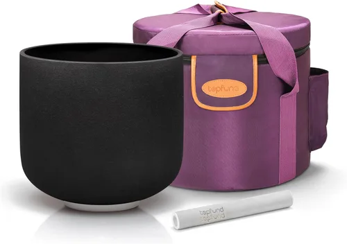 Vista 16 de TOPFUND 528 Hz Solfeggio Crystal Singing Bowl 8 inch with Heavy Duty Carrying Case and Suede Mallet