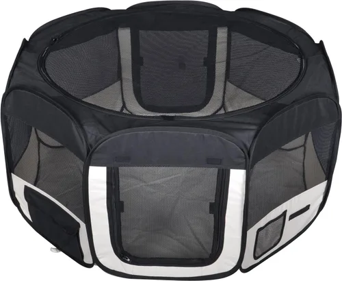 Vista 2 de Nuevo pequeño negro mascota perro gato tienda corralito ejercicio juego pluma suave caja T08