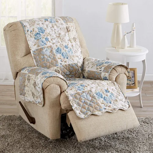 Vista 77 de Great Bay Home Funda reversible de retazos reclinable, lavable, protector de muebles con correas elásticas, perfecta para niños y mascotas, detalle