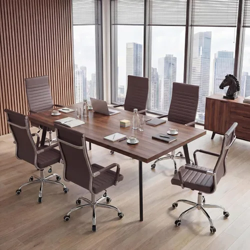 Vista 9 de Furmax Silla de oficina acanalada, respaldo alto, silla ejecutiva de conferencias ejecutiva, silla giratoria ajustable con brazos