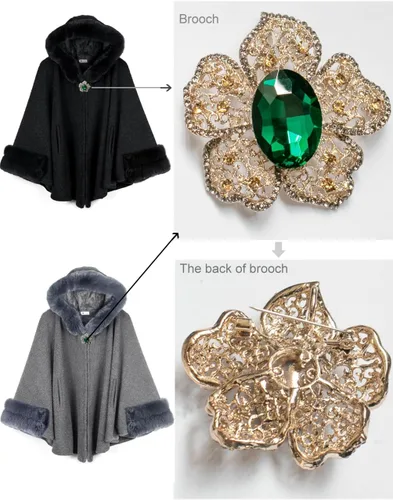 Vista 6 de Dahlia Capa de poncho de invierno para mujer con ribete de piel sintética y forro polar