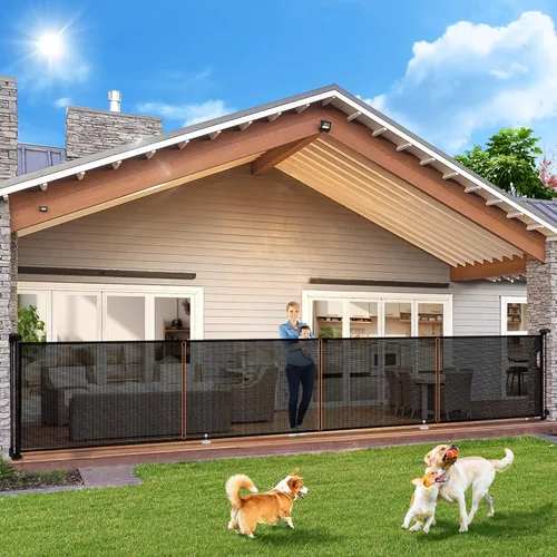 Vista 12 de Puertas retráctiles para bebés de 24 pulgadas de alto para pasar por encima, puertas cortas para perros, puerta para mascotas para cachorros