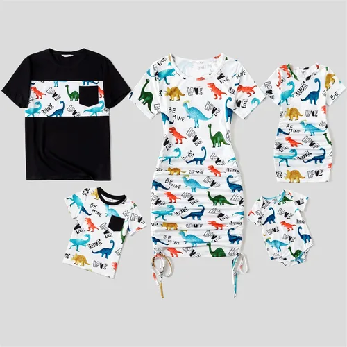 Vista 5 de PATPAT Conjuntos familiares a juego para mamá y yo, conjuntos de manga corta con estampado casual y camisetas a juego