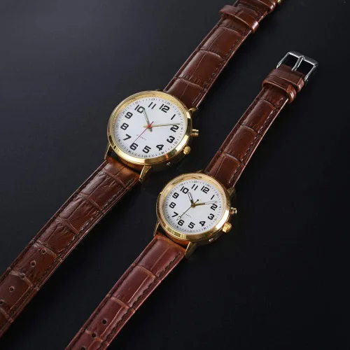 Vista 6 de Relojes parlantes para personas mayores, unisex, hombres y mujeres, sonido fuerte para personas con discapacidad visual, correa de reloj de cuero