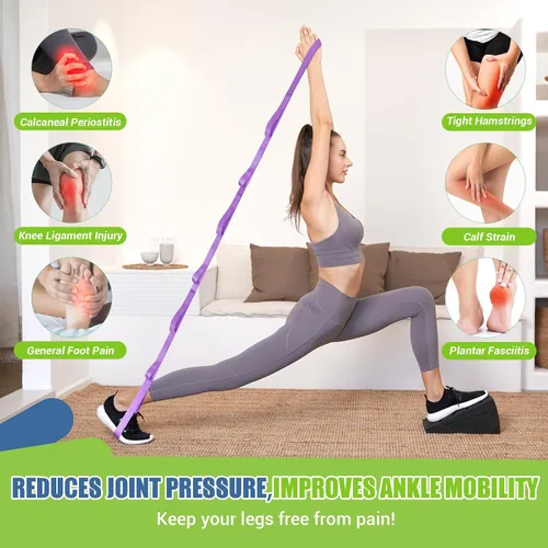 Vista 5 de ODCPN Squat Wedge Block, 5 Adjustable Angles Slant Board for Calf Stretching with Stretching Strap & Poster, 520 LBS Heel Elevated Squat Wedge