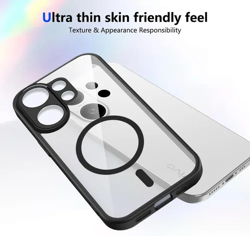 Vista 317 de Funda magnética transparente compatible con Xiaomi 17T, color negro 2 en 1 PC + TPU cubierta de teléfono a prueba de golpes, carcasa protectora