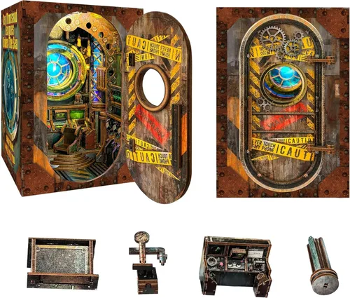 Vista 8 de Kit de rincón de libros con luces LED, casa de muñecas en miniatura 3D, rompecabezas de madera para adultos, decoración de sujetalibros, ideal