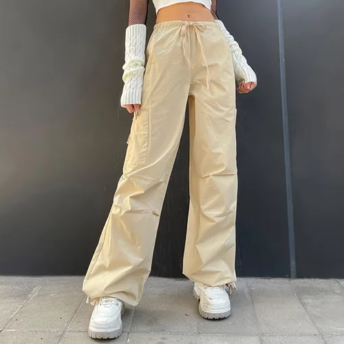 Vista 2 de FlekmanArt Womens Y2K Baggy Cargo Pants High Waisted Wide Leg Loose Casual Pants Trousers Streetwear