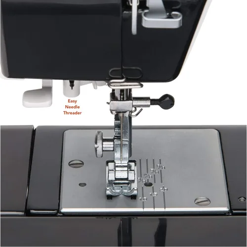 Vista 4 de Máquina de costura industrial con cuerpo de aluminio HD1000 edición en color negro con caída de 14 hileras, ojal de 4 pasos, enhebrador de agujas