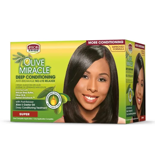 Vista 3 de African Pride Olive Miracle 1 Kit de retoque regular - Contiene aloe vera, aceite de ricino y biotina, 1 kit