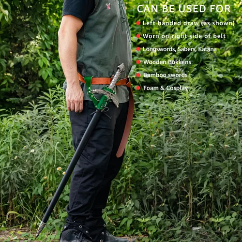 Vista 50 de Armory Replicas™ - Rana espada de cuero hecha a mano – Disfraz medieval LARP hebilla ajustable y cinturón de arma con cable soporte