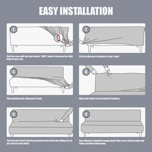 Vista 6 de molasofa - Funda elástica para futón de aspecto de cuero, cubierta para sofá sin brazos, protector de muebles con parte inferior elástica, funda