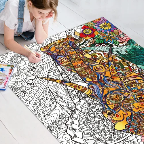 Vista 5 de Pósteres Gigantes de Elefante para Colorear para Niños y Adultos, Póster de Elefante para Colorear de 39.37×51.96 Pulgadas, Pósteres de Mandalas