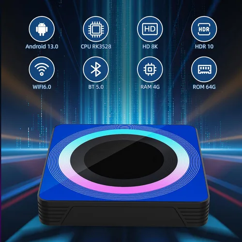 Vista 4 de Android TV Box 13.0,8K 4GB 64GB Quad Core Dual WiFi BT con mini teclado