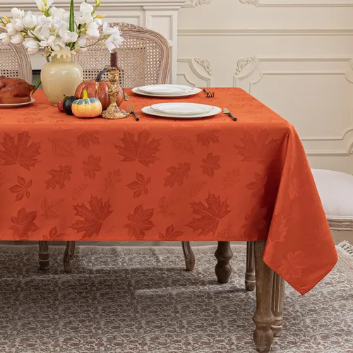 Vista 9 de Softalker: Mantel de Navidad de jacquard, mantel rectangular vintage de damasco de invierno, mantel impermeable de poliéster con copo de nieve