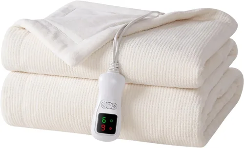 Vista 8 de Manta térmica eléctrica, calentador de manta lavable para el hogar para adultos, calentamiento rápido, franela suave súper acogedora de 50 x 60