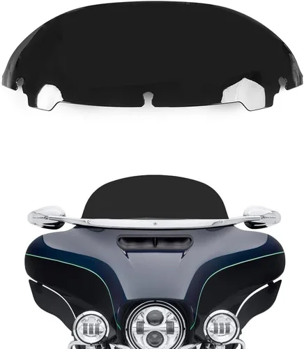 Vista 10 de Parabrisas ondulado negro de 4.5 pulgadas compatible con Harley Davidson Touring Street Glide/Electra Glide/Ultra Limited/Tri Glide FLHT FLHX FLHXS