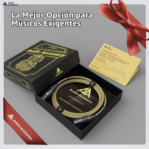Vista 7 de AA AUDIO ACCESSORY Serie Oro Cables XLR Star Quad de 1.5 pies, Conectores Neutrik, Cable de micrófono 19AWG, Cable de micrófono trenzado en nylon