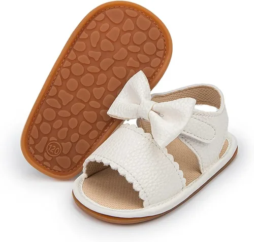 Vista 77 de Meckior Sandalias de verano con punta abierta y suave de piel sintética para bebés y niñas pequeñas