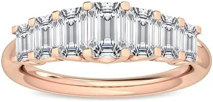 Vista 7 de CUSTOMIZE JEWELS 1.10 Ctw Emerald Shape White Lab Grown Diamond In 14K White Yellow Rose Gold Side Stone Engagement Ring,F-GVS1-VS2