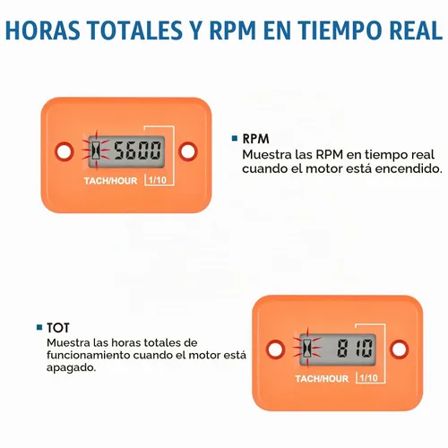 Vista 2 de Runleader RL-HM012 Mini Tach/medidor de hora (naranja)