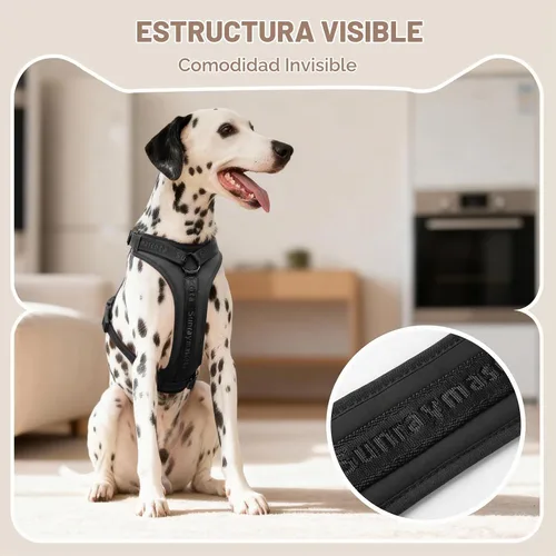 Vista 5 de Sunraymascota Arnés para perro sin tirones con licra, dispersión de fuerza de tres puntos y acolchado 3D, malla transpirable ajustable para perros