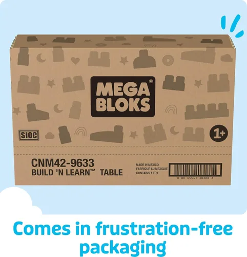 Vista 6 de MEGA BLOKS First Builders Build 'n Learn Table - Juego de bloques para niños, color azul