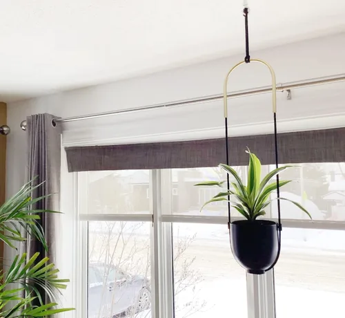 Vista 5 de Maceta colgante de metal para plantas de interior y exterior, soporte para plantas colgantes de pared y techo, para plantas suculentas, helechos