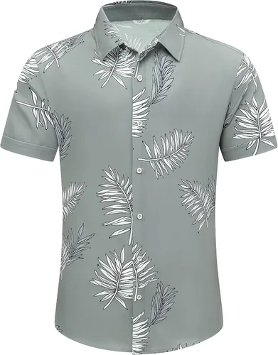 Vista 2 de SheLucki - Camisa hawaiana para hombre, unisex, casual, manga corta, con botones y estampado de sombra de palmeras, para el verano y la playa