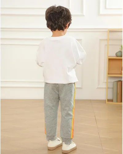 Vista 5 de GFQLONG Paquete de 3 pantalones deportivos elásticos con cordón para bebé, de algodón, dinosaurio, con bolsillos