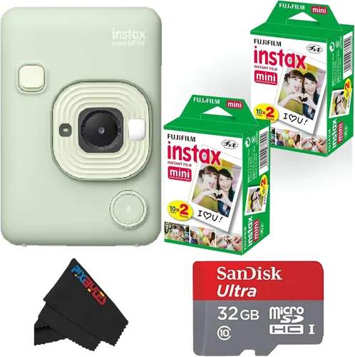 Vista 10 de Fujifilm Mini cámara instantánea híbrida LiPlay con mini película (bronce profundo, con 20 hojas de película)