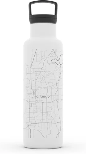 Vista 27 de Well Told Botella de agua aislada con mapa de Washington DC grabado, botella de acero inoxidable grabada (21 onzas, blanco) botella aislada de mapa