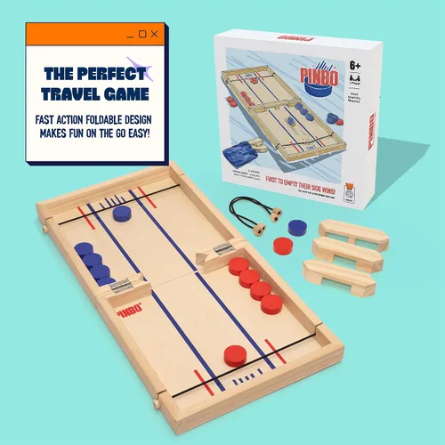 Vista 8 de Pinbo El juego clásico de cabestrillo Juego de mesa plegable de acción rápida para 2 jugadores de madera para niños y adultos Ideal para viajes