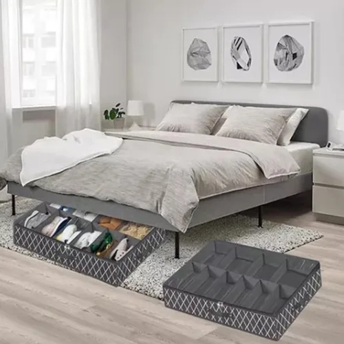 Vista 8 de Contenedores de almacenamiento no tejidos debajo de la cama con asas reforzadas, almacenamiento debajo de la cama para zapatos con ventana