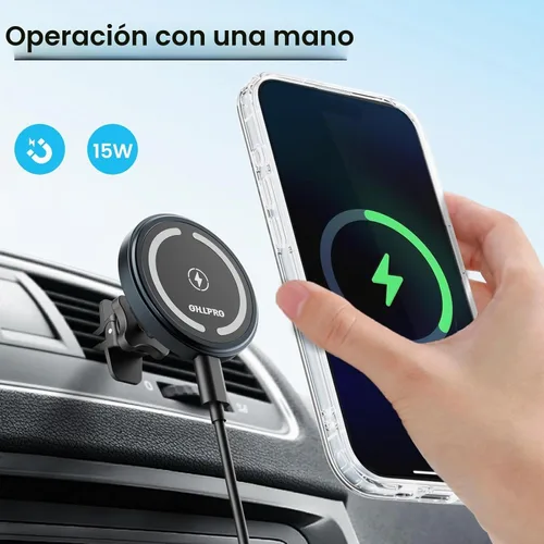Vista 2 de OHLPRO Cargador de coche MagSafe para iPhone, cargador inalámbrico para coche, soporte magnético para teléfono para iPhone 17 Pro Max 16 15 14