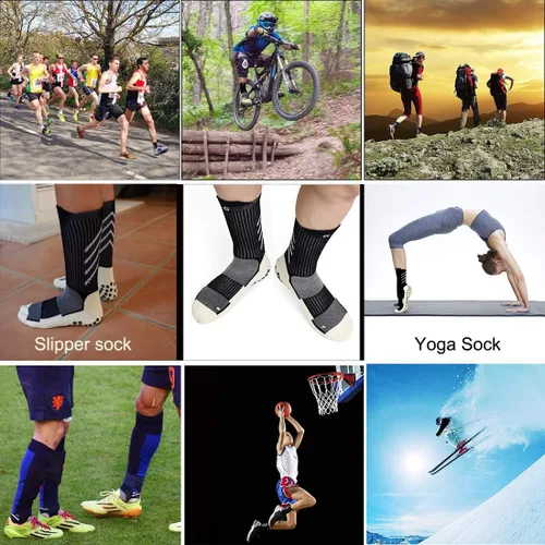 Vista 6 de Calcetines deportivos antideslizantes para hombres y mujeres, calcetines de fútbol con agarres, calcetines antideslizantes para yoga, gimnasio