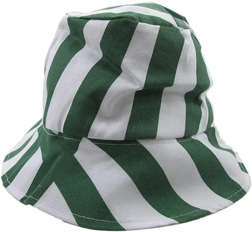 Vista 3 de Sombrero de pescador unisex con rayas verticales, plegable, a la moda, sombrero para el sol, cosplay, anime