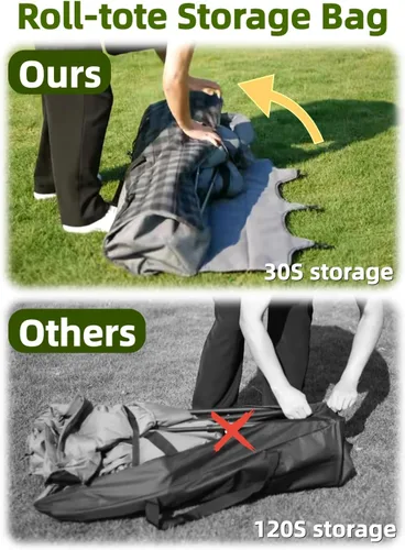 Vista 8 de Silla de campamento doble acolchada, sofá de campamento de gran tamaño para 2 personas con bolsa de transporte 2 en 1, silla de césped plegable Gris