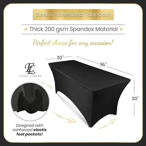 Vista 2 de Mantel rectangular de lino de elastano de 8 pies, funda ajustable para mesa plegable de 8 pies, ropa de cama de boda, paños de banquete, fundas