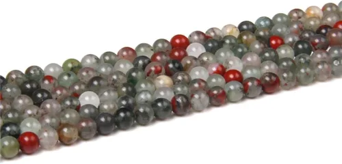 Vista 2 de Cuentas de piedra natural de 0.157 pulgadas (0.157 in), piedra de sangre africana, tamaño pequeño, piedras preciosas redondas y suaves