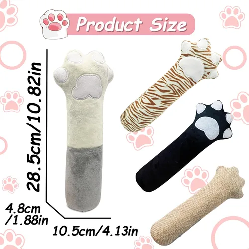 Vista 2 de Andiker Cat Toys - Patas de gato, 10.5 pulgadas, juguetes de hierba gatera con sonido arrugado, suave y duradero, juguetes interactivos para gatitos