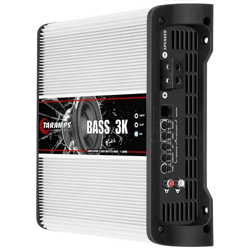 Vista 3 de Taramps BASS 3k 1 Ohm 1 canal Mosfet amplificador 3000 vatios RMS, monobloque, filtro subsónico, cruce de paso bajo, refuerzo de graves, RCA, clase
