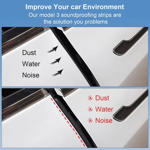 Vista 4 de Burlete para clima para coche Tesla Model 3 Tira de sello de goma para puerta de coche autoadhesiva Burlete para insonorización automática