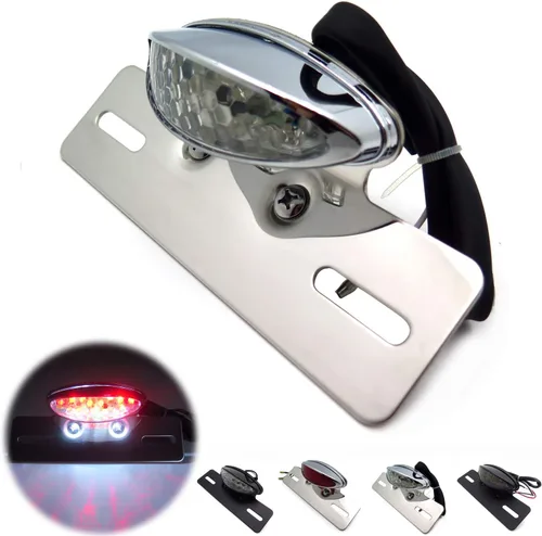 Vista 11 de HONGK - Placa eliminadora de guardabarros con luz trasera integrada LED negra transparente para motocicleta, compatible con Harley Yamaha, Suzuki