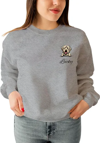 Vista 3 de Sudadera personalizable con cara de raza de perro para mujer, sudadera personalizada Golden Retriever, Blanco, Mediana