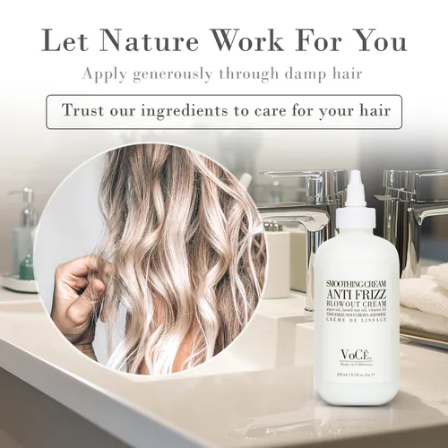 Vista 7 de VoCÊ Haircare Natural Smoothing Blowout Cream Crema antiencrespamiento con control de encrespamiento y protección del calor Vegana, no tóxica