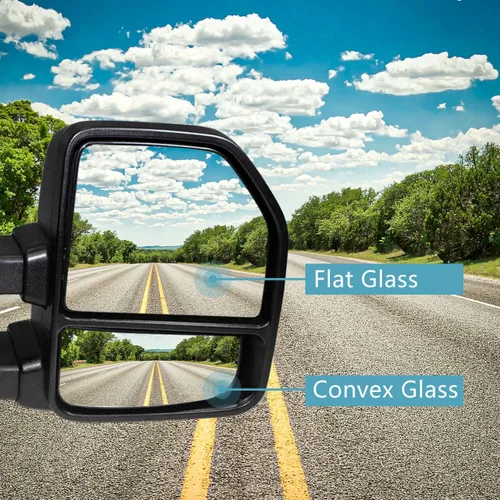 Vista 2 de AERDM Nuevo par de espejos de remolque con carcasa negra, compatible con Ford F150 2015 2016 2017 2018 2019 2020 Ford F150 Pickup Truck Retrovisores